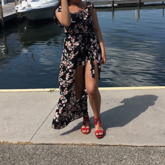 Dresses & Skirts - Floral Romper Maxi Dress